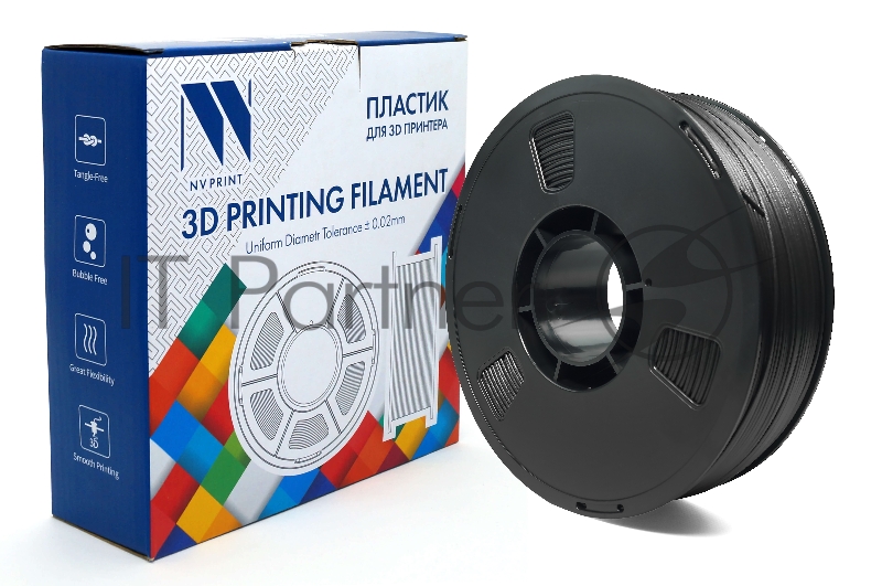 Филамент NVPrint PETG Carbon Fiber Black c карбоновыми волокнами, черный, для 3D печати диаметр 1.75мм масса 1 кг