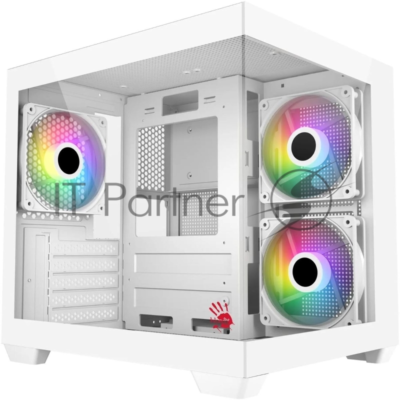 Компьютерный корпус Bloody CC-121 белый без БП mATX 7x120мм 1xUSB2.0 1xUSB3.0 audio