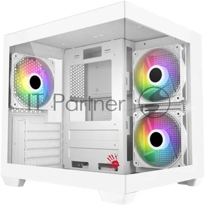 Компьютерный корпус Bloody CC-121 белый без БП mATX 7x120мм 1xUSB2.0 1xUSB3.0 audio