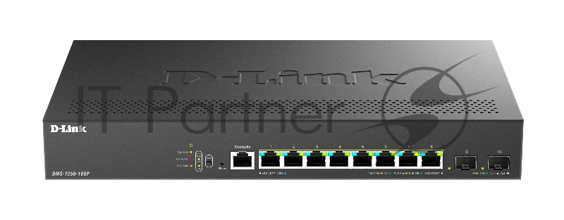 Коммутатор D-Link DMS-1250-10SP/A1A/6KV, 8×2,5 Гбит/с PoE+ + 2×10 Гбит/с SFP+, управляемый