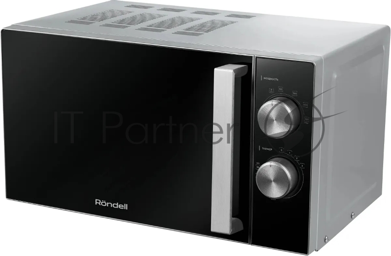Микроволновая печь Rondell RDE-MW208 серебристый/черный, 20 л, 700 Вт, переключатели - поворотный механизм
