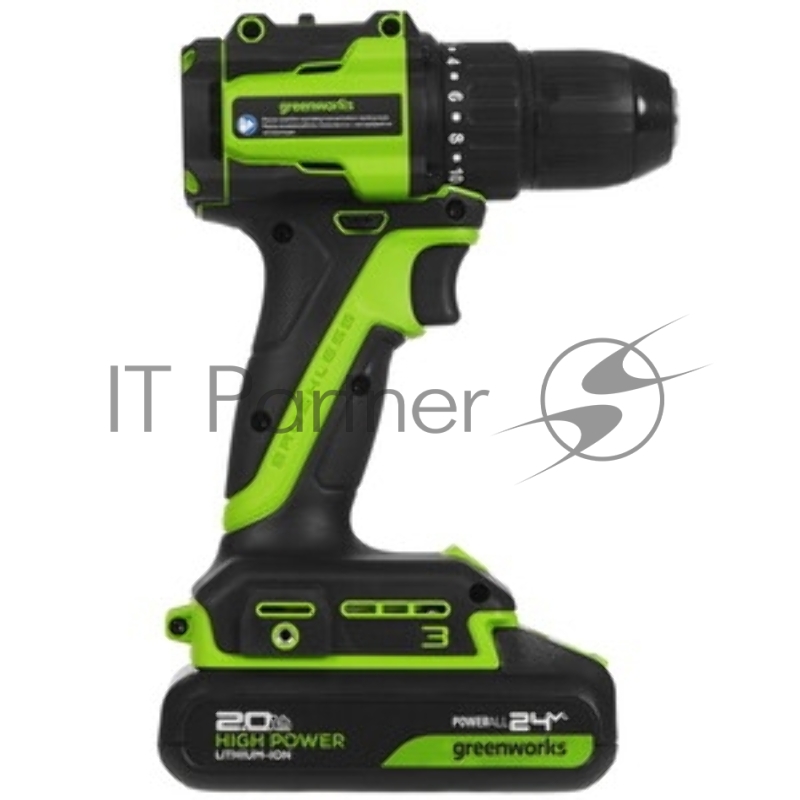 Дрель-шуруповерт Greenworks DD345, 24 В, 0 Ач, 45 Нм, бесщеточный