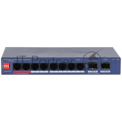 Коммутатор Dahua DH-CS4210-8GT-110, 8×1 Гбит/с + 2×1 Гбит/с SFP, управляемый