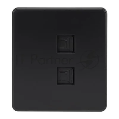 Розетка Kranz ROUND компьютерная двойная RJ45+RJ45 кат6 с/у оникс