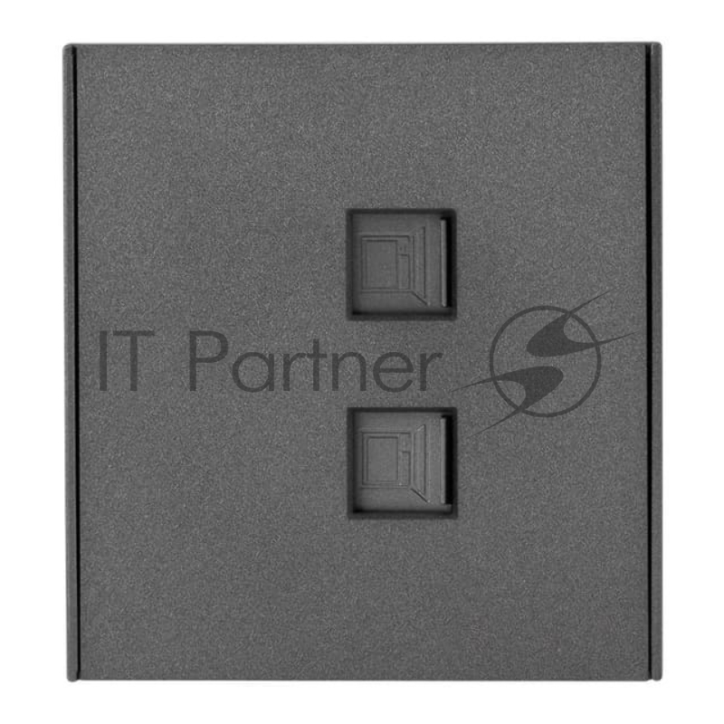 Розетка Kranz STRONG компьютерная двойная RJ45+RJ45 кат6 с/у графит