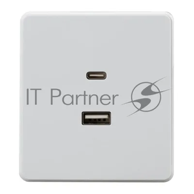 Розетка Kranz ROUND USB-A+Type-C 3А с функцией быстрой зарядки перламутр