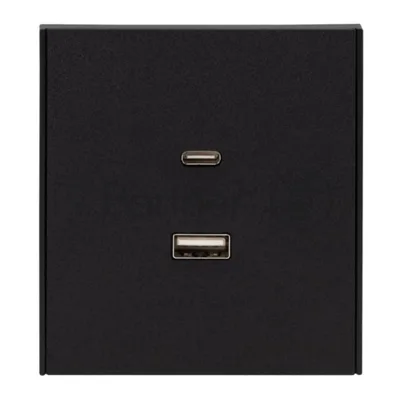 Розетка Kranz STRONG USB-A+Type-C 3А с функцией быстрой зарядки антрацит