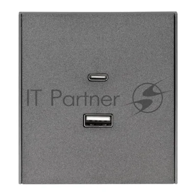 Розетка Kranz STRONG USB-A+Type-C 3А с функцией быстрой зарядки графит