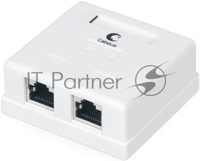 Розетка компьютерная RJ-45(8P8C) Cabeus WS-8P8C-Cat.6-SH-2 категория 6, экранированная, двойная, внешняя, Dual IDC