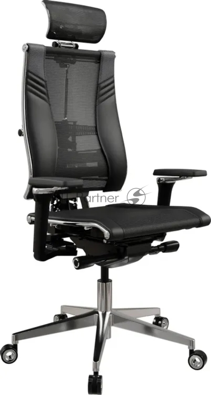Кресло руководителя Метта Yoga 4DT B2-15D - YM93+Infinity+carbon черный сетка/кожа с подголов. крестов. алюминий хром (комплект 1 шт)