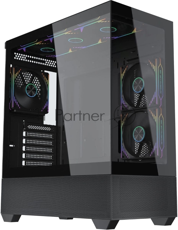 Компьютерный корпус Accord ACC-EL1B TG черный без БП ATX 2xUSB2.0 1xUSB3.1 audio