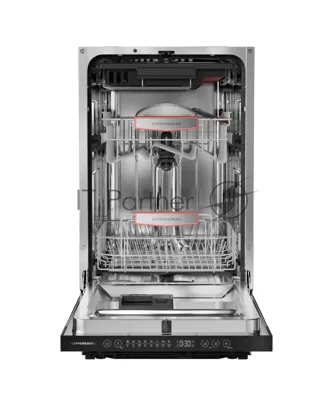Встраиваемая посудомоечная машина Kuppersberg GHL 4530, High-Tech, 45 см, 11 комплектов, 8 программ, 3 корзины, лифт-механизм, конденсационная сушка, луч на полу, полная защита от протечек, индикатор отсутствия соли и ополаскивателя, отображение времени мытья, сенсорное управление, самодиагностика неисправностей, защита от детей, уровень шума 42 дб, энергоэффективность А