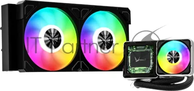 Система жидкостного охлаждения Formula V Line Cryo Wing Digi 240 BK, 240мм, LCD 2.73", 2x120мм, ARGB fans, LGA115X/1200/1700/1851/1366/2011/2066, AM3/AM4/AM5/Ryzen3/Ryzen5/Ryzen7/Threadripper/RT4