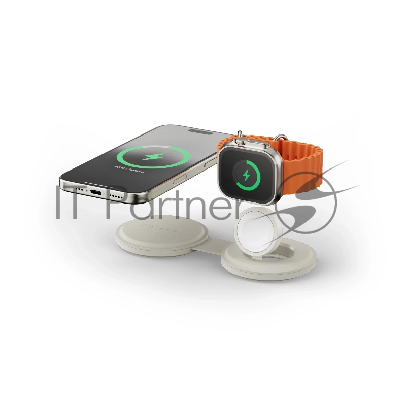 Переносное зарядное устройство Satechi Qi2 OntheGo 2-in-1 Wireless Charger, песочный