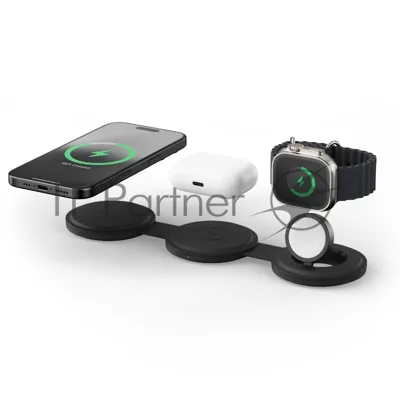 Переносное зарядное устройство Satechi Qi2 OntheGo 3-in-1 Wireless Charger, черный