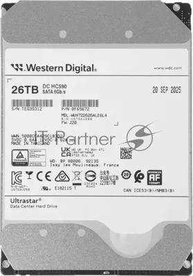 Жесткий диск серверный WD Ultrastar DC HC590 26TB WUH722626ALE6L4 (SATA 3.5" 7200 512Mb 6Gbs)