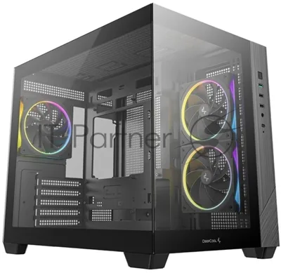 Компьютерный корпус Deepcool CG330 3F без БП, боковое окно (панорама), 3x120мм ARGB PWM вентилятора, черный, mATX