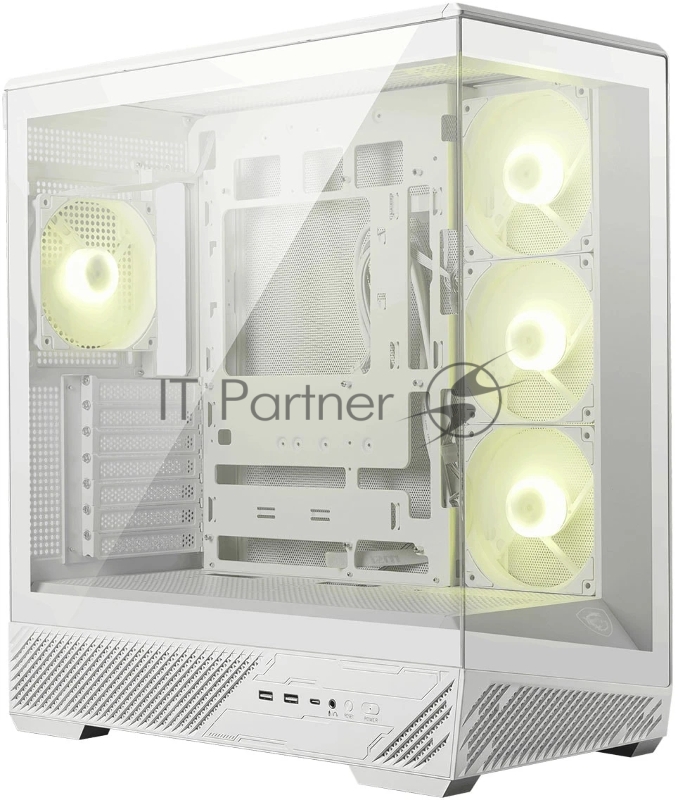 Компьютерный корпус MSI MAG PANO 130R PZ White 2xUSB 3.2 Gen 1, 1xUSB 3.2 Gen2 Type-C, 3x120мм ARGB Reverse Blade Fan, 1x120мм ARGB Fan, 1 to 3 Fan PWM Splitter, Tempered Glass Window