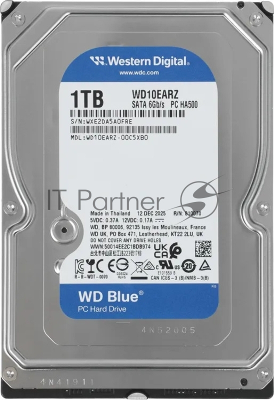 Жесткий диск HDD WD Blue 1Tb 5400rpm SATA 64Mb 3.5"