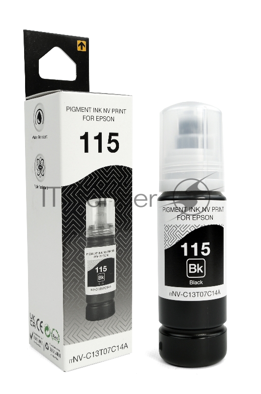 Чернила NVP 115 (NV-C13T07C14A) для Epson L8160, L8180 (70 мл) Black пигментные (в коробке) совместимые