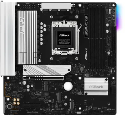 Материнская плата ASRock B650M Pro X3D, AM5, AMD B650, 4xDDR5, 4xSATA, 3xM.2, 1xPCIe 5.0 x16, 1xPCIe 4.0 x4, 1xHDMI, 1xDP, 1x2.5Gb LAN, 1xUSB-C 10Gbps, 1xUSB-A 10Gbps, 2xUSB-A 5Gbps, 4xUSB-A 2.0, 3x3.5 мм, 7.1, mATX