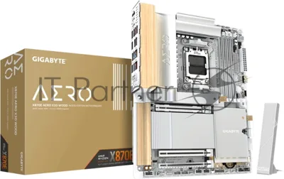Материнская плата Gigabyte X870E AERO X3D WOOD, AM5, AMD X870E, 4xDDR5, 4xSATA, 4xM.2, 2xPCIe 5.0 x16, 1xPCIe 4.0 x16, 1xHDMI, 2x5Gb LAN, Wi-Fi 7, Bluetooth 5.4, 2xUSB-C 40Gbps (USB4), 1xUSB-C 20Gbps, 5xUSB-A 10Gbps, 3xUSB-A 5Gbps, 3x3.5 мм + S/PDIF оптический, 7.1, вставки из дерева, ATX