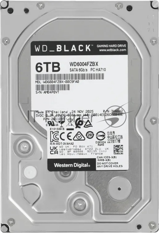 Жесткий диск WD SATA-III 6TB WD6004FZBX Desktop Black (7200rpm) 256Mb 3.5"