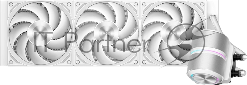 Система охлаждения Water Cooling System PCCooler DE360 Pro WH (300W, 360мм, White, ARGB Pump, Fans: 3x120мм, 86.73CFM, 32dBA, 2200RPM/Pump height 57мм, 28dBA, 3200RPM, Rad thickness 27мм/S: 1851, 1700, 1200, 115X, AM5, AM4, AM3)