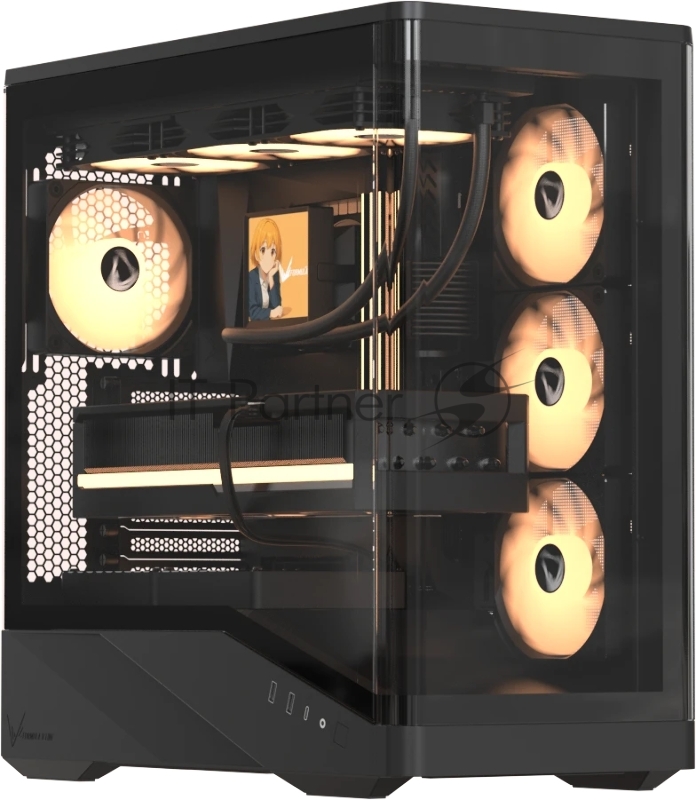 Компьютерный корпус Formula V Line Crystal U9 PA Black, ATX, TYPE-C*1, USB3.0*2, Curved Glass, SIDE 3x PERFORMANCE ARGB, REAR 1x PERFORMANCE ARGB