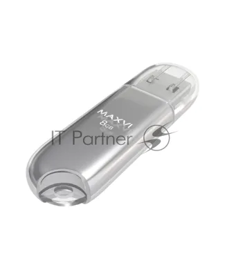 Флешка USB Maxvi P1 (FD8GBUSB20C10P1 silver), 8Gb, USB 2.0, R/W 12/5, серебристый