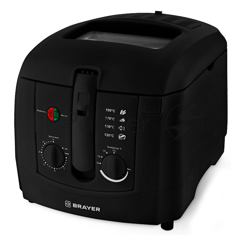 Фритюрница BRAYER 2830BR-BK чёрный, 1800 Вт, 3 л, 0.6 кг, съёмная чаша, таймер