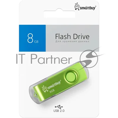 Флешка USB SmartBuy Twist Acid Green (SB008GB2TWAG), 8GB, USB 2.0, R/W 15/5, кислотно-зеленый