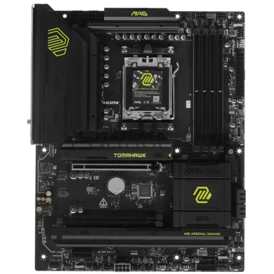 Материнская плата MSI MAG B850 TOMAHAWK WIFI, AM5, AMD B850, 4xDDR5, 4xSATA, 3xM.2, 1xPCIe 5.0 x16, 1xPCIe 4.0 x16, 1xPCIe x1, 1xHDMI, 1xDP, 1x5Gb LAN, Wi-Fi 7, Bluetooth 5.4, 1xUSB-C 20Gbps, 1xUSB-C 10Gbps, 2xUSB-A 10Gbps, 2xUSB-A 5Gbps, 4xUSB-A 2.0, 3x3.5 мм + S/PDIF оптический, 7.1, чёрный, ATX