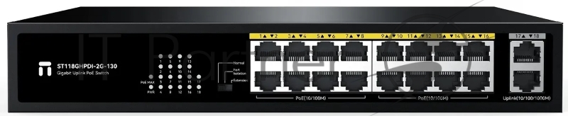 Коммутатор Netis ST118GHPDI-2G-130 16x100Мбит/с 2x1Гбит/с 16PoE 130W неуправляемый