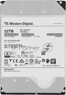 Жесткий диск HDD WD Ultrastar DC HC570 22Tb 7200rpm SATA 512Mb 3.5"
