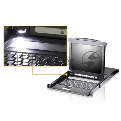 8-портовый KVM-переключатель с ЖК-дисплеем Slideaway/ATEN/17.3" 8-Port PS/2-USB VGA Single Rail LCD KVM Switch