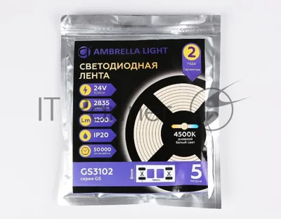 Светодиодная лента Light GS3102 2835 120Led /10W m/ 24V IP20 4500K 5m