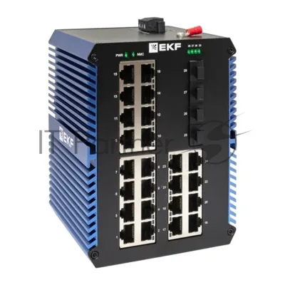 Коммутатор EKF TSX-U-4GX/SFP-24GTP, 24×1 Гбит/с PoE + 4×1 Гбит/с SFP, неуправляемый