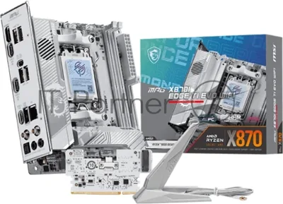 Материнская плата MSI MPG X870I EDGE TI EVO WIFI, AM5, AMD X870, 2xDDR5 (до 128 ГБ), 2xSATA, 3xM.2 (1xPCIe 5.0, 2xPCIe 4.0), 1xPCIe 5.0 x16, 1xHDMI, 1x5Gb LAN, Wi-Fi 7, Bluetooth 5.4, 2xUSB-C 40Gbps (USB4), 1xUSB-C 10Gbps, 5xUSB-A 10Gbps, 3x3.5 мм + S/PDIF оптический, 7.1, белый/серебристый, Mini-ITX