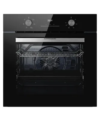 Духовой шкаф Kuppersberg HO 606 X line, High-Tech, 78 л, поворотное управление, дисплей, таймер, 6 режимов, макс. температура 310 градусов, телескопические направляющие (на 1 уровень), цвет черный, цвет фурнитуры нержавеющая сталь