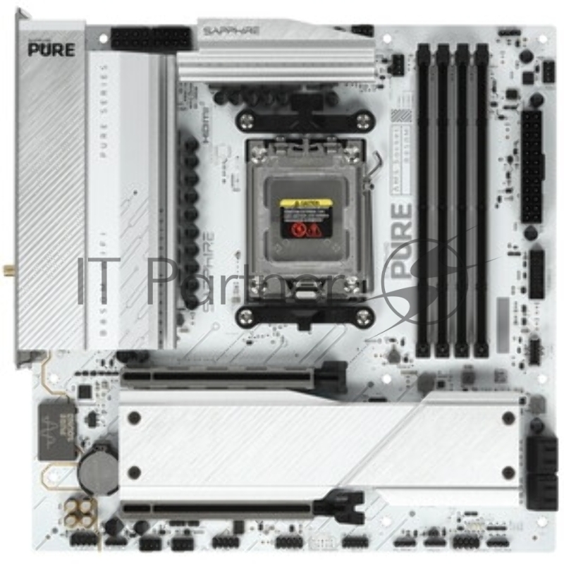 Материнская плата Sapphire B850M PURE WIFI, AM5, AMD B850, 4xDDR5, 4xSATA, 2xM.2, 2xPCIe x16, DisplayPort, HDMI, 1x2.5Gb LAN, USB Type-C, 3x3.5 мм, 7.1, microATX