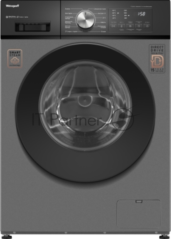Стиральная машина Weissgauff WM 45127 Direct Drive Inverter Steam Deep Grey серый, загрузка фронтальная 7 кг, 1200 об/мин, класс A+++