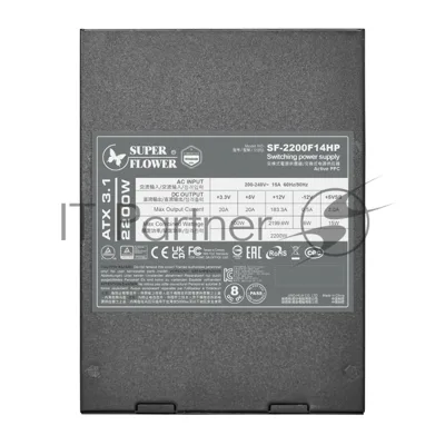 Блок питания Super Flower 2200 Ватт Leadex VII, 2200W, ATX, 140мм, 2x12V-2x6, 16xSATA, 2xCPU 8(4+4), 6xPCI-E(6+2), APFC, 80+ Titanium, Full Modular