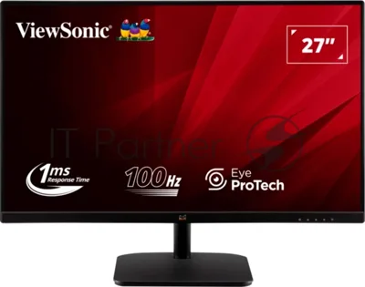 Монитор 27" ViewSonic VA2732-H-2 IPS 1920x1080, 100 Гц, 1 мс (MPRT), 16:9, 250 кд/м², VGA, HDMI 1.4, HDR10, Adaptive-Sync, черный