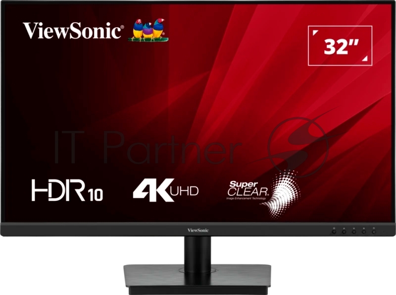 Монитор 32" ViewSonic VA3208-4K-HD VA 3840x2160, 60 Гц, 4 мс, 16:9, 300 кд/м², 2×HDMI 2.0, DP 1.4, 3.5 Jack, HDR10, черный