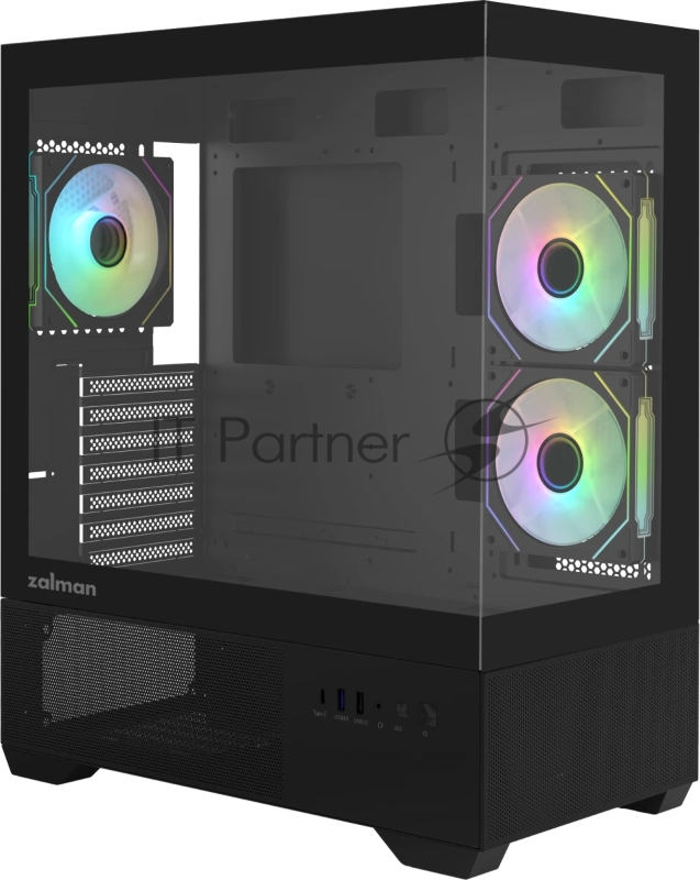Компьютерный корпус ZALMAN CHRONIX V2, ATX, BLACK, WINDOW, 1xCombo (3.5’’ or 2.5’’), 1x3.5’’HDD, 2x2.5’’SSD, 1xUSB2.0, 1xUSB3.0, 1xUSB Type-C, SIDE 2x120мм ARGB, REAR 1x120мм ARGB