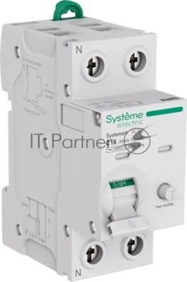 Автоматический выключатель дифф. тока (АВДТ) Systeme Electric S9D51616 Systeme9 1P+N C 16A 6kA 30мА Тип-AC 230В