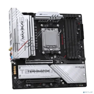Материнская плата MAXSUN Terminator B850M PRO WIFI, AM5, AMD B850, 4xDDR5, 2xSATA, 3xM.2, 1xPCIe 5.0 x16, DisplayPort, HDMI, USB Type-C, 1x2.5Gb LAN, Wi-Fi 6E, Bluetooth, 5x3.5 мм, 7.1, microATX