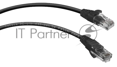 Патч-корд U/UTP 5e кат. 0.15м. Cabeus PC-UTP-RJ45-Cat.5e-0.15m-BK неэкранированный, черный