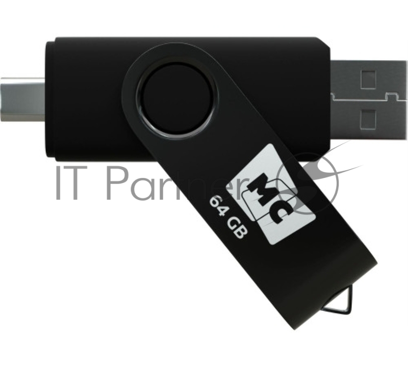 Флешка USB MORE CHOICE МФ64а Black (4620202559081), 64GB, USB 2.0/Type-C, R/W 15/5, черный